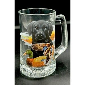 Wildlife Beer Mug Glass Hunting Dog Black Lab  Goose Mallard Duck Men's Gift